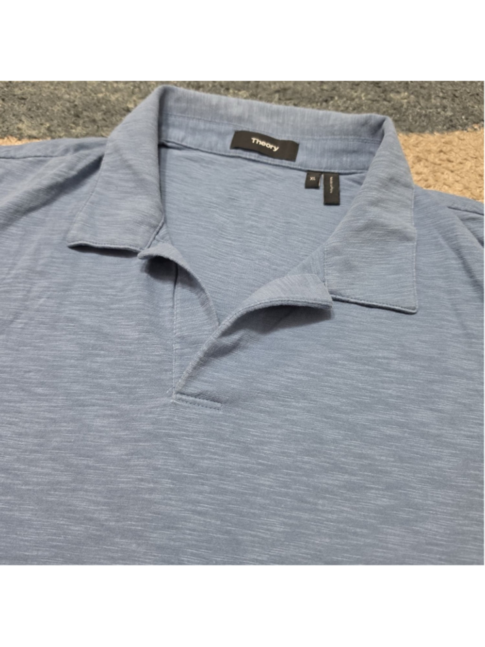 Theory Polo Shirt Mens XL Blue Jonny Collar Minimalist Luxury Cotton